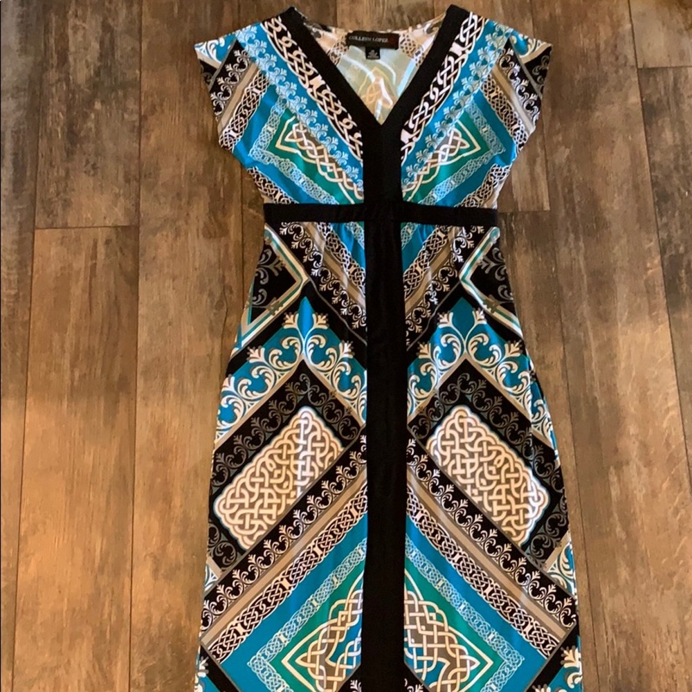Colleen Lopez XS Blue & Black Maxi Dress